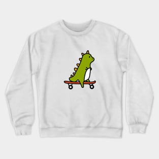 Cartoon Dinosaur Riding A Skateboard Crewneck Sweatshirt